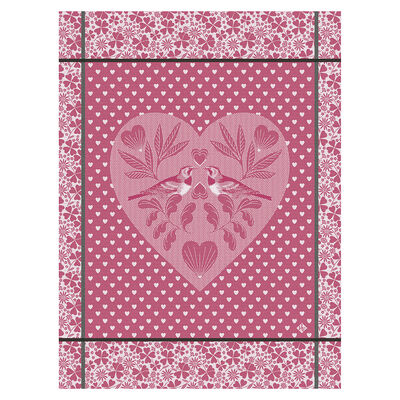 Torchon Amour Pivoine 60x80 100% coton,  Torchon Amour Pivoine 60x80 100% coton