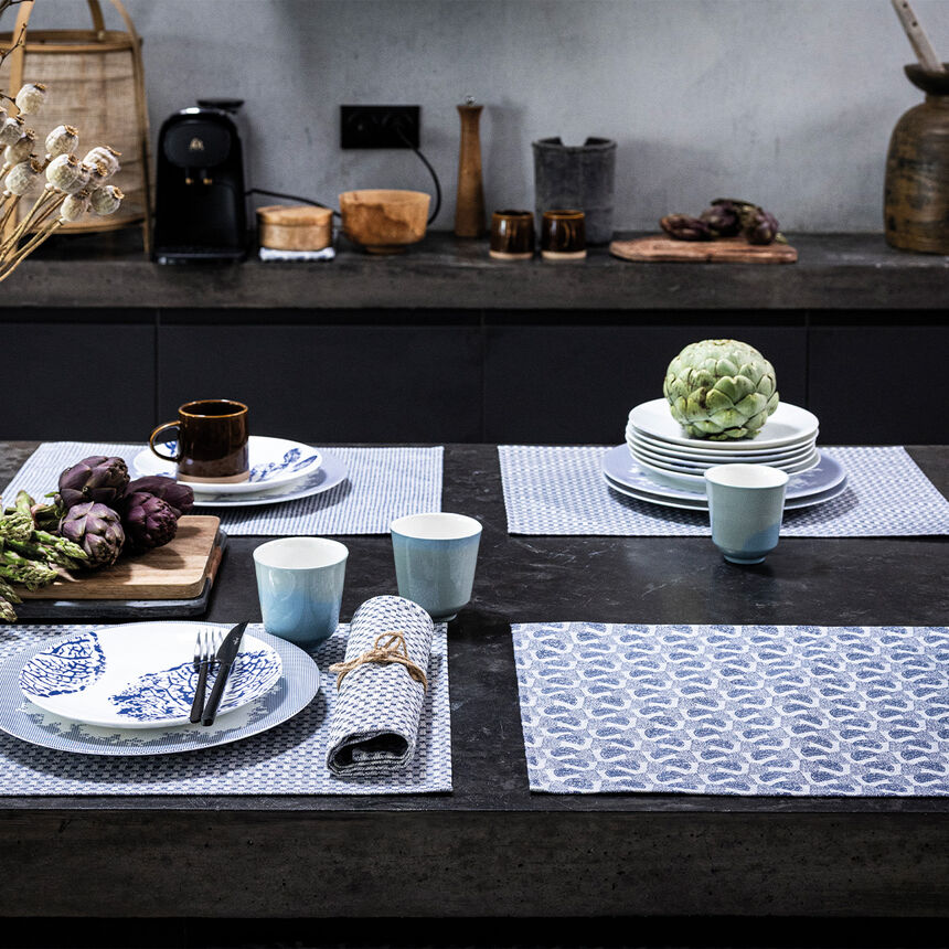 Set de table enduit Empreintes Pois Cobalt 50x36 100% coton, , hi-res image number 2