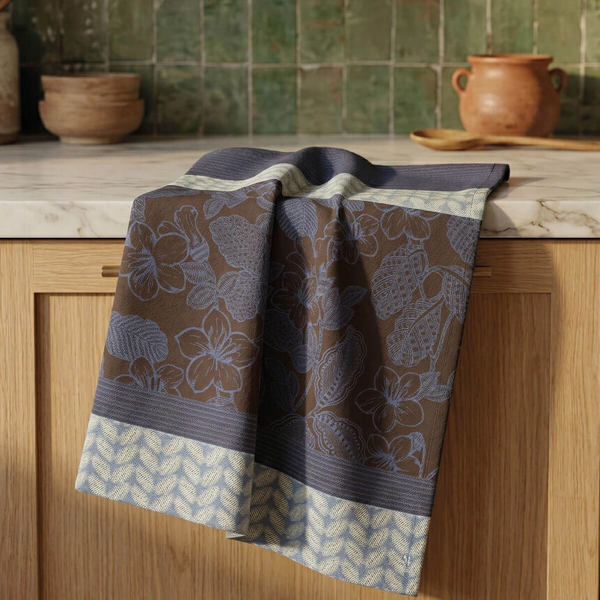 Torchon Sulawesi Terre Indigo 60x80 100% coton, longues fibres, , hi-res image number 0