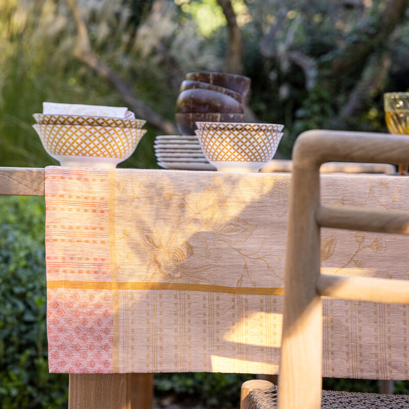 Nappe &Eacute;t&eacute; Indien Abricot 120x120 100% lin, longues fibres, , hi-res image number 2