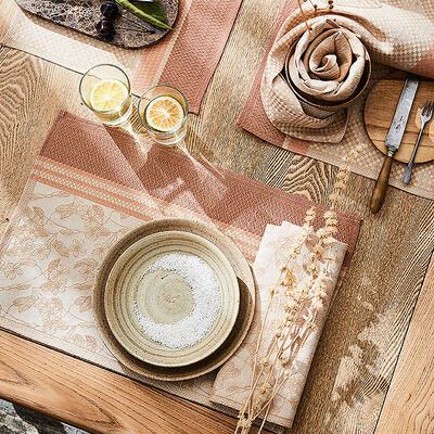 Set de table enduit Essentiel Gravure Coton,  Set de table enduit Essentiel Gravure Coton