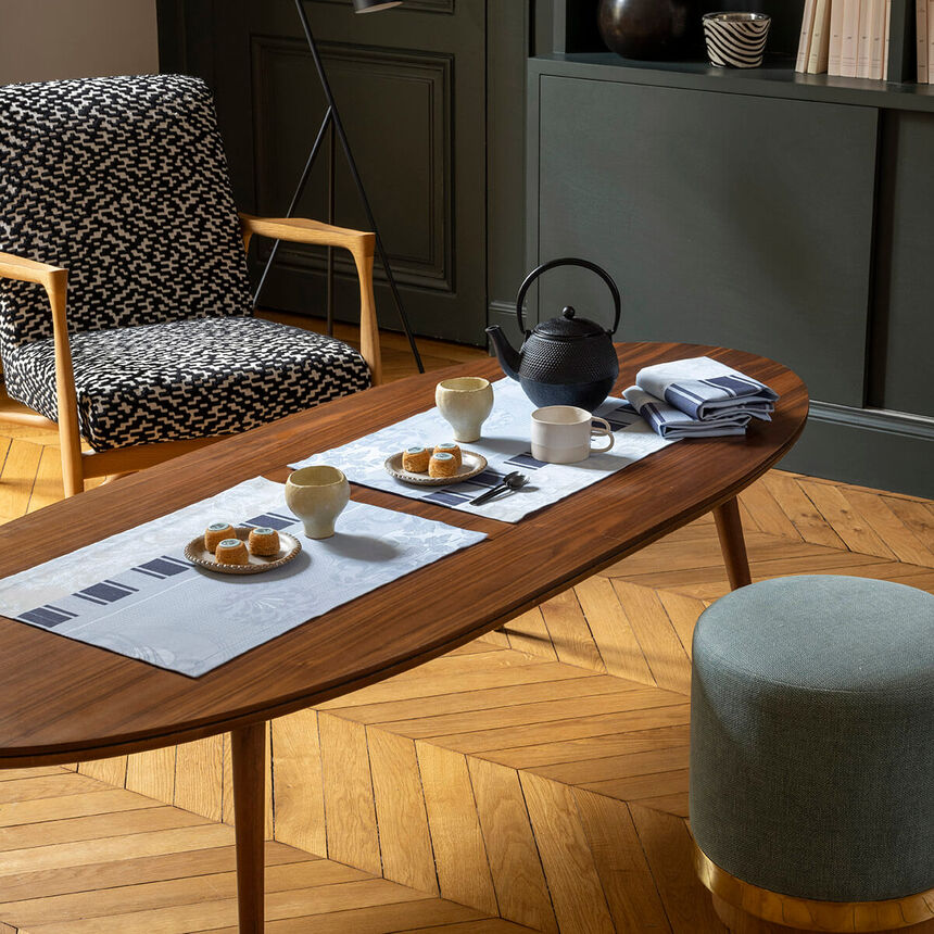 Set de table &Agrave; la Fran&ccedil;aise Eau 54x38 100% coton, , hi-res image number 0