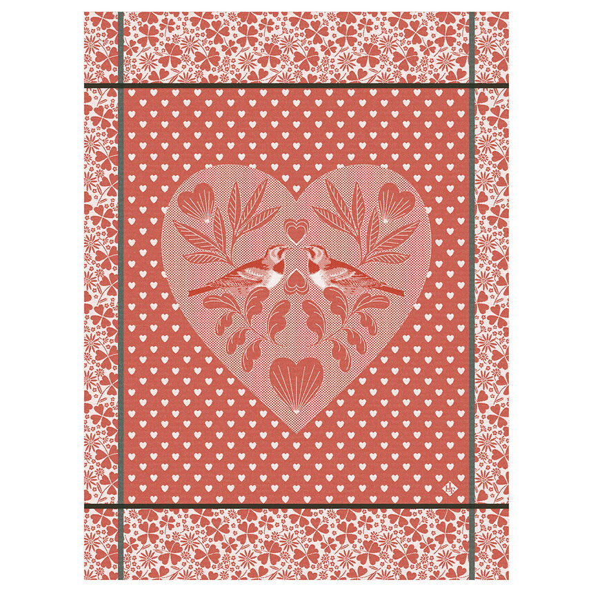 Torchon Amour Coquelicot 60x80 100% coton, , hi-res image number 1