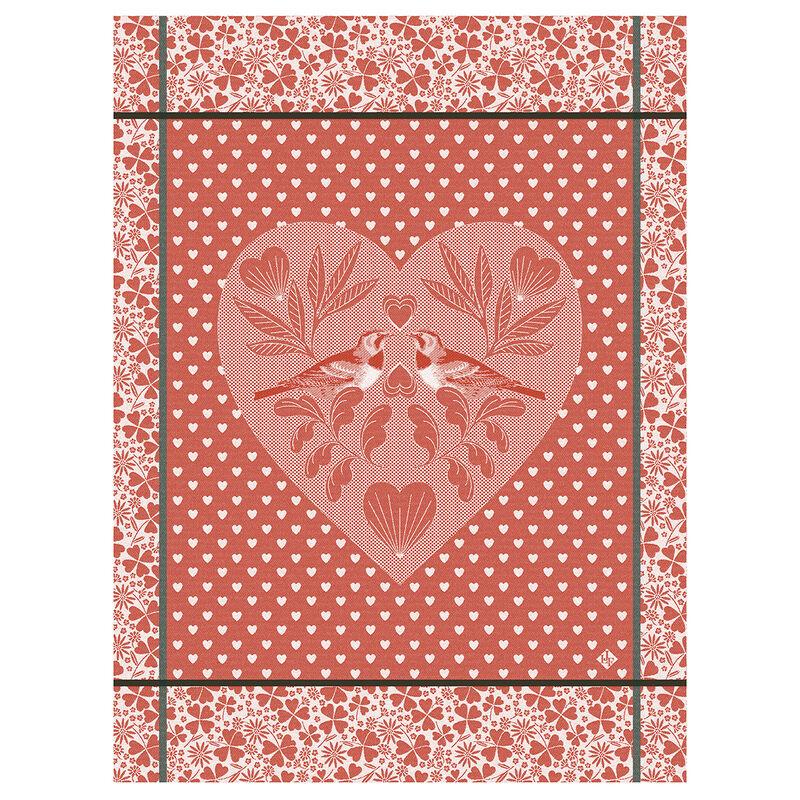 Torchon Amour Coquelicot 60x80 100% coton, , hi-res image number 1