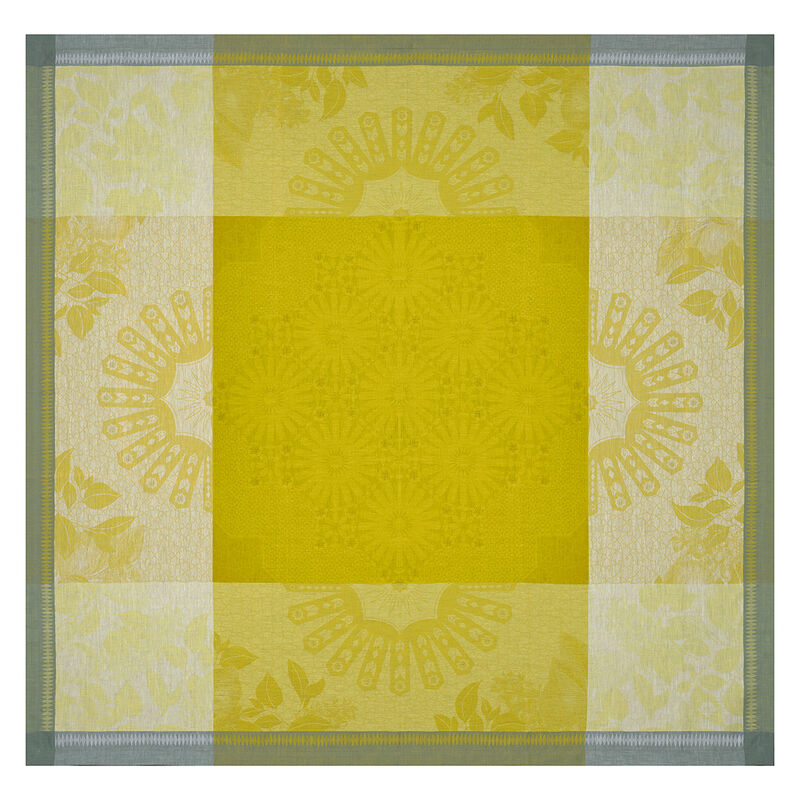 Nappe Jardin d'orient Cedrat 175x175 100% lin, , hi-res image number 2