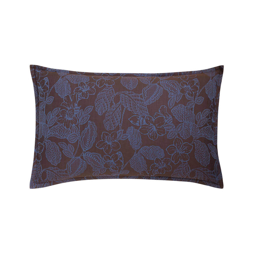 Taie Sulawesi Terre Indigo 40X80 100% coton, longues fibres, , hi-res image number 1