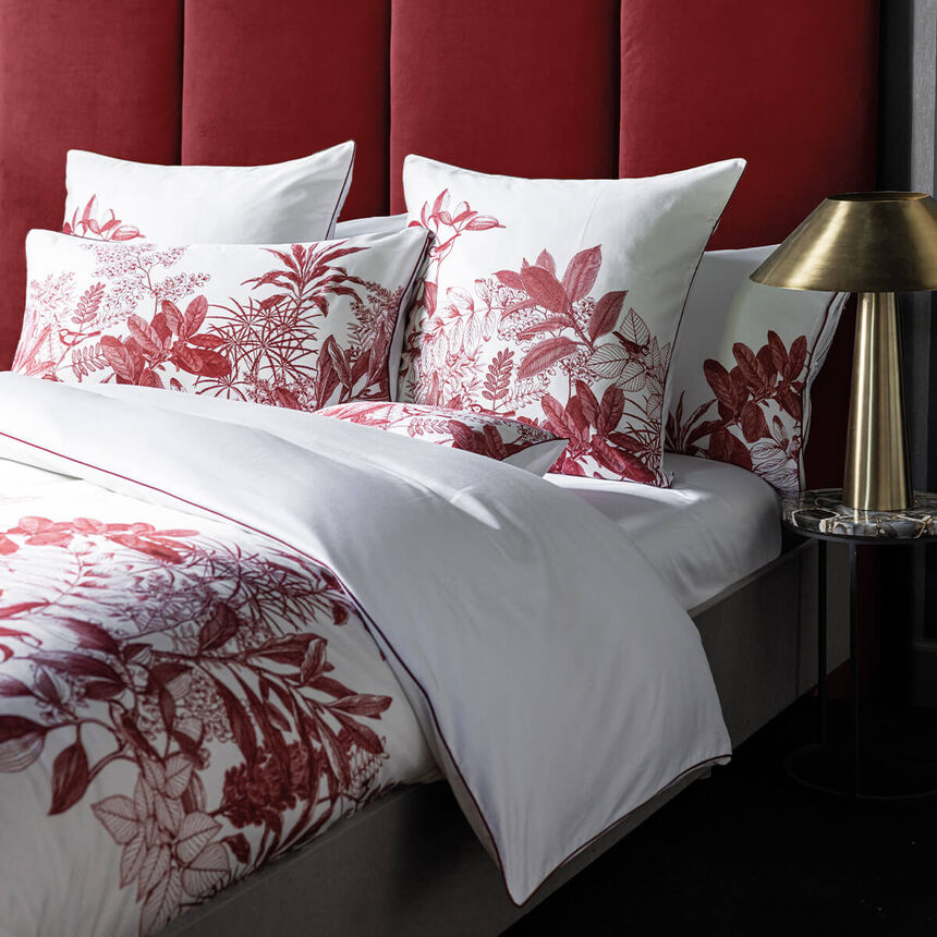 Drap housse Feuilles en sc&egrave;ne  Blanc 100X200X35 100% coton, , hi-res image number 1