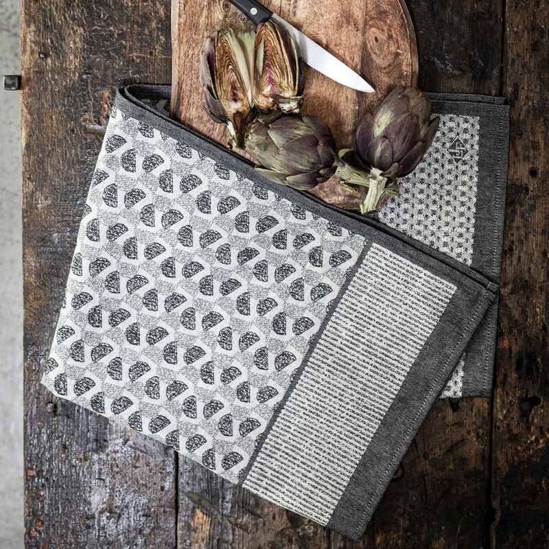 Torchon Empreintes Charbon 60x80 100% coton, , hi-res image number 1