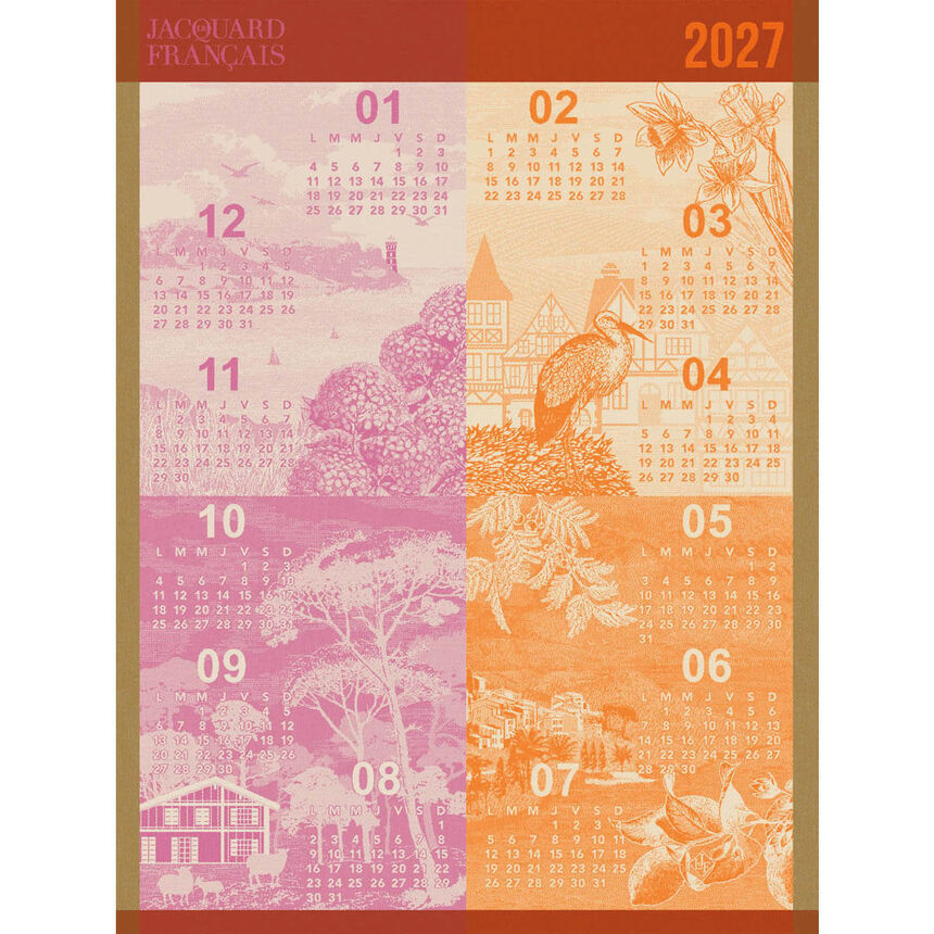 Torchon Calendrier 2027 Carnet de routes 60x80 100% coton, longues fibres, , hi-res image number 0