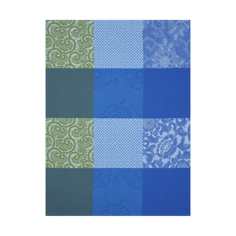Torchon Fleurs de Kyoto Indigo 60x80 100% coton, , hi-res image number 0