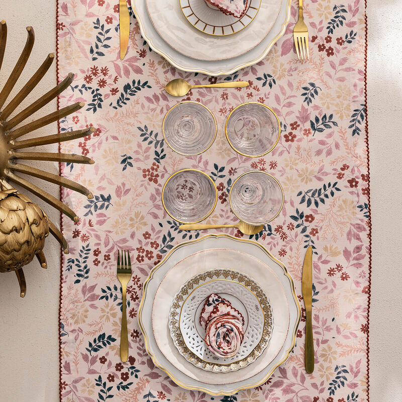 Chemin de table Campagne Rose 50x150 50% coton - 50% lin, , hi-res