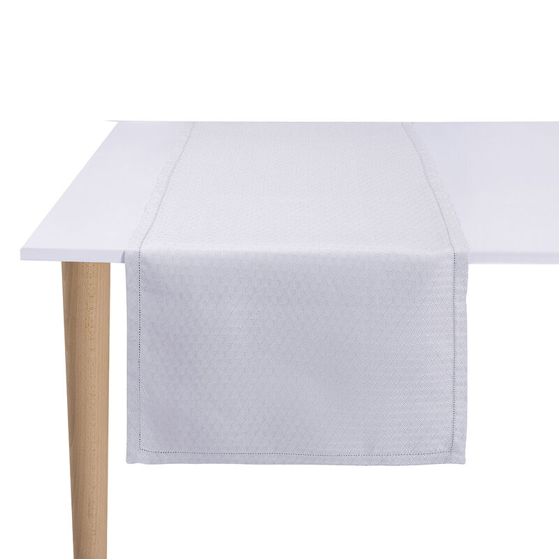 Chemin de table Portofino Géo Bianco 50x150 100% lin, , hi-res image number 0