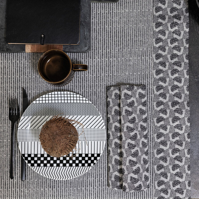 Serviette de table Empreintes Pois Charbon 50x50 100% coton, , hi-res image number 0