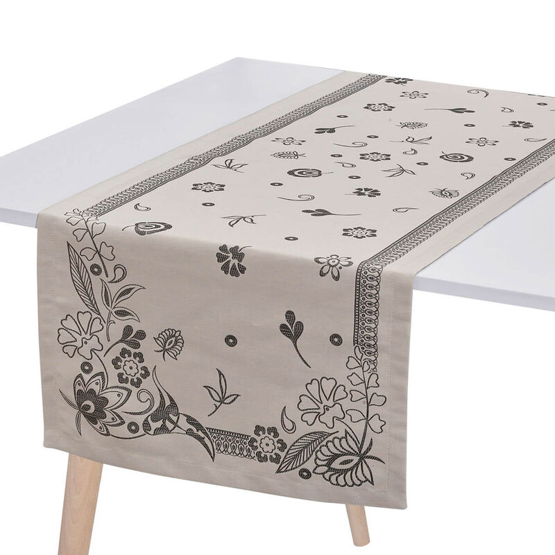 Chemin de table Haute Couture Caviar 50x150 47% lin / 43% coton / 10% polyester, , hi-res image number 0