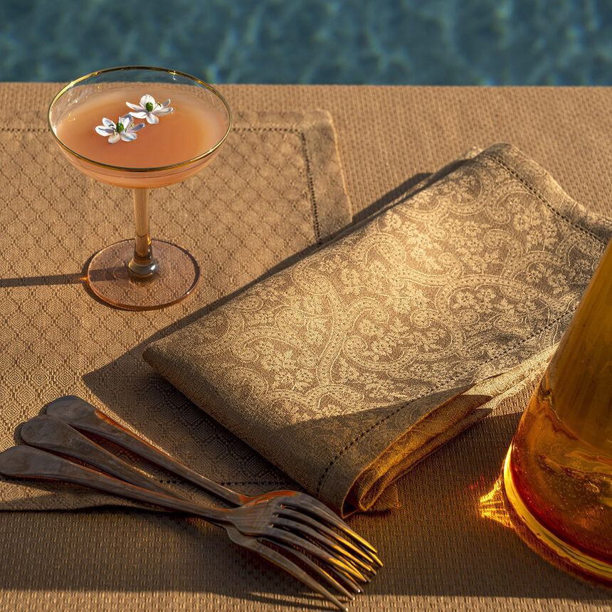 Serviette de table Portofino Fiori Terra 58x58 100% lin, , hi-res image number 0