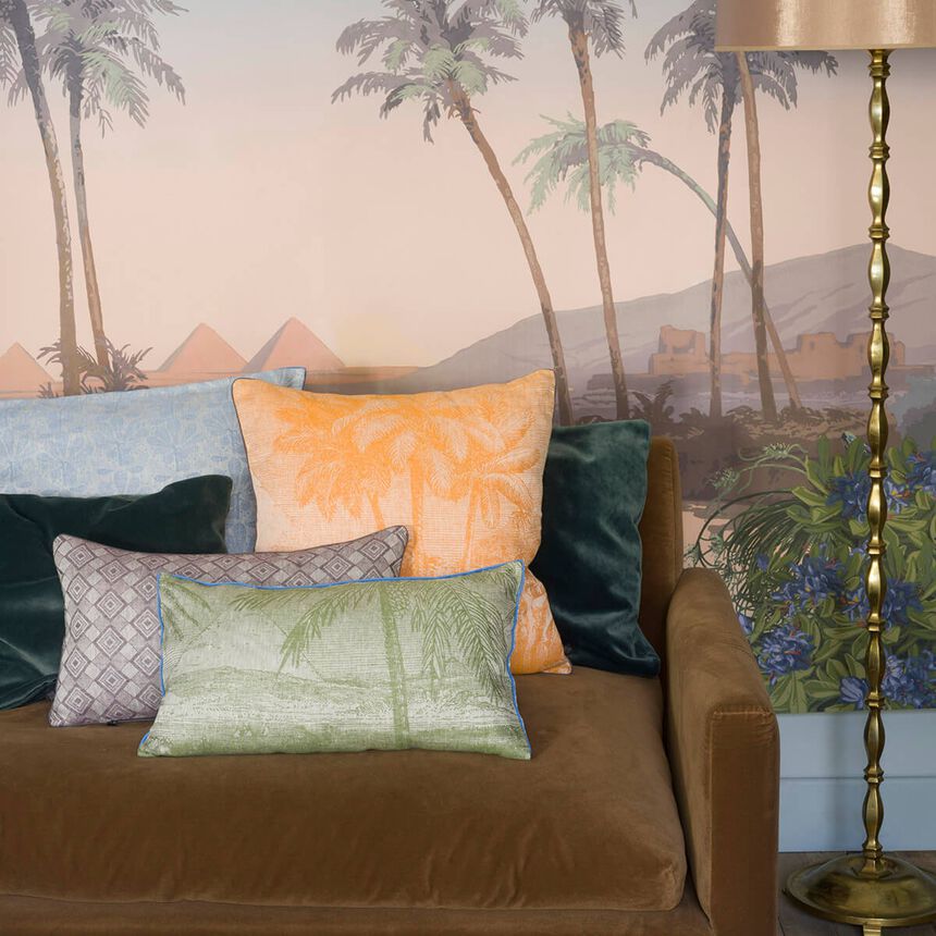 Housse de coussin Croisi&egrave;re sur le Nil Palmier 50x30 100% lin, , hi-res image number 0