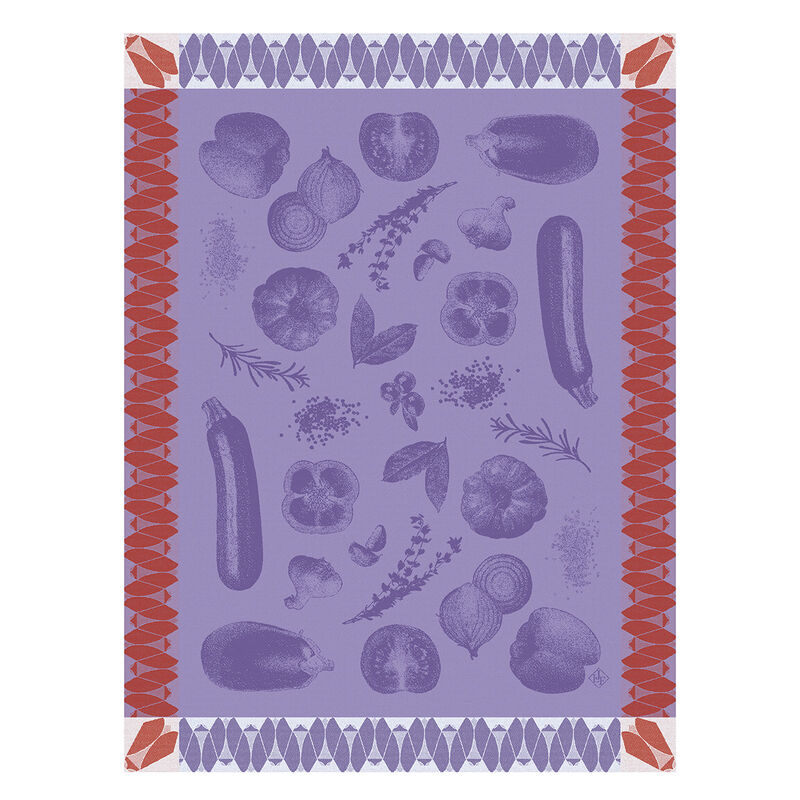 Torchon Ratatouille Aubergine 60x80 100% coton, , hi-res image number 0