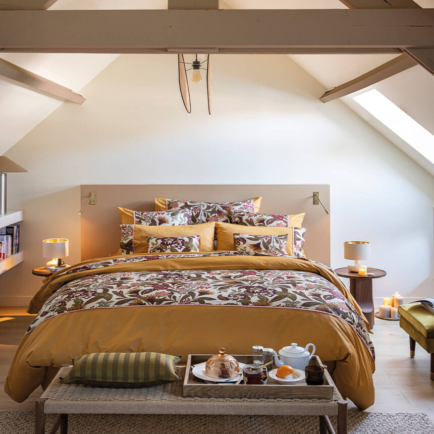 Drap de lit Panache de fleurs  Miel 190X290 100% coton, , hi-res image number 3