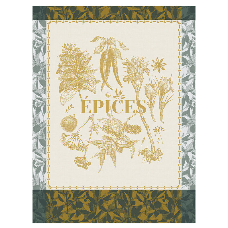 Torchon Épices & Aromates Curry 60x80 100% coton, , hi-res image number 0