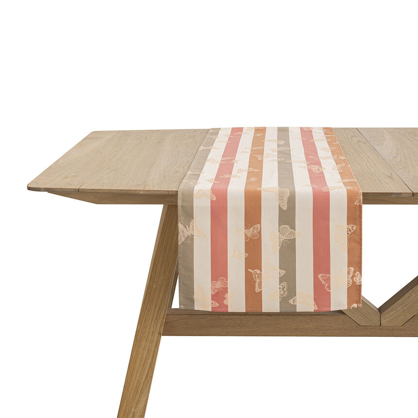 Chemin de table Bal des papillons P&ecirc;che 50x150 100% coton, , hi-res image number 0
