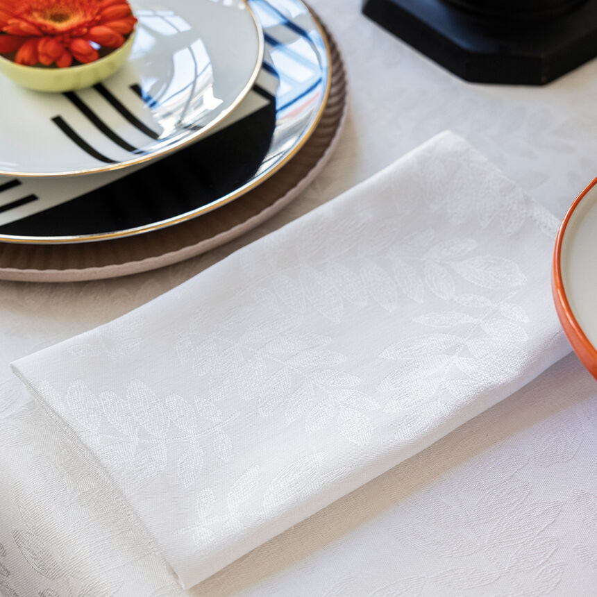 Serviette de table Vegetal mood Blanc 50x50 100% coton, , hi-res image number 1