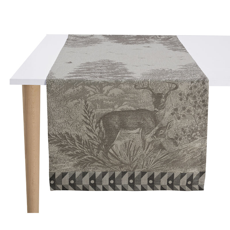 Chemin de table Forêt enchantée Argent 50x150 100% coton, , hi-res image number 0
