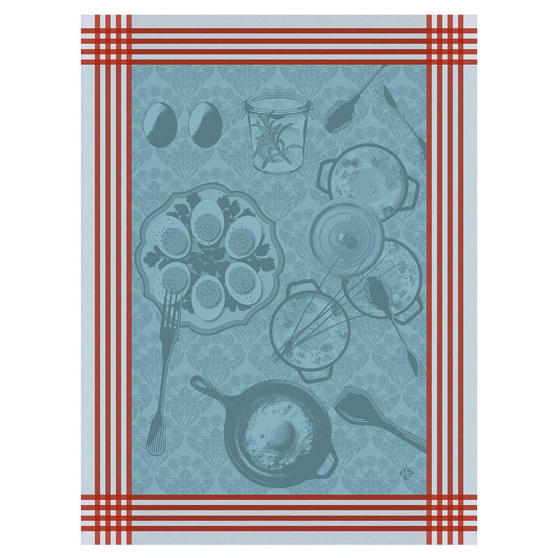 Torchon de cuisine, rétro, carreaux, coton - Le Jacquard Francais