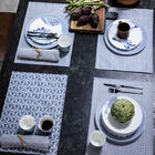 Set de table enduit Empreintes Rayures Cobalt 50x36 100% coton, , hi-res image number 0