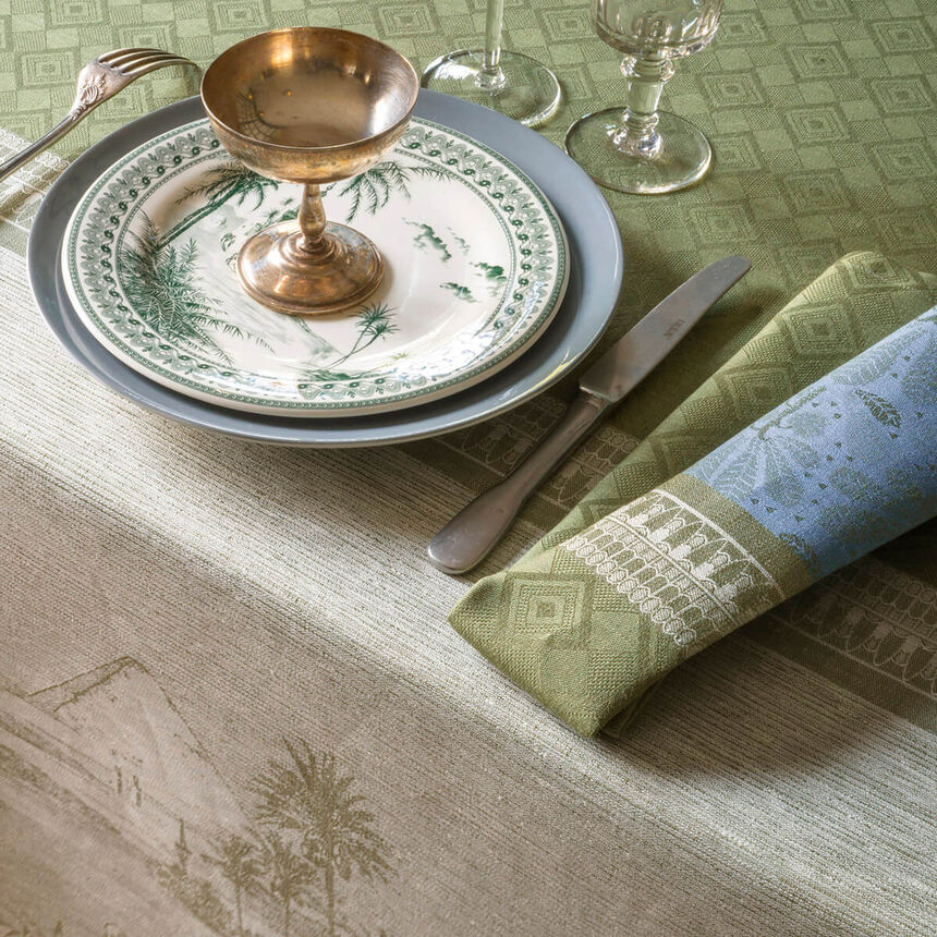 Nappe Croisi&egrave;re sur le Nil Palmier 175x175 100% lin, , hi-res image number 3