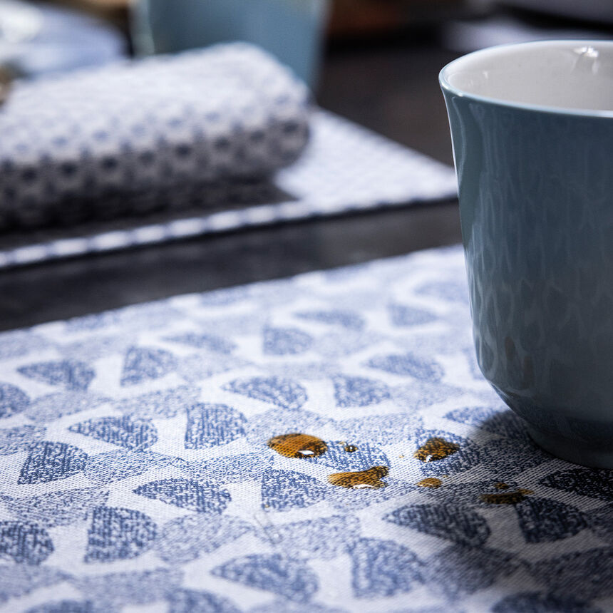 Set de table enduit Empreintes Pois Cobalt 50x36 100% coton, , hi-res image number 0