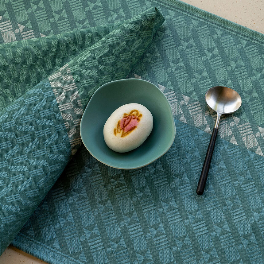 Serviette de table Veine Graphique &Eacute;meraude 58x58 100% coton, , hi-res image number 0