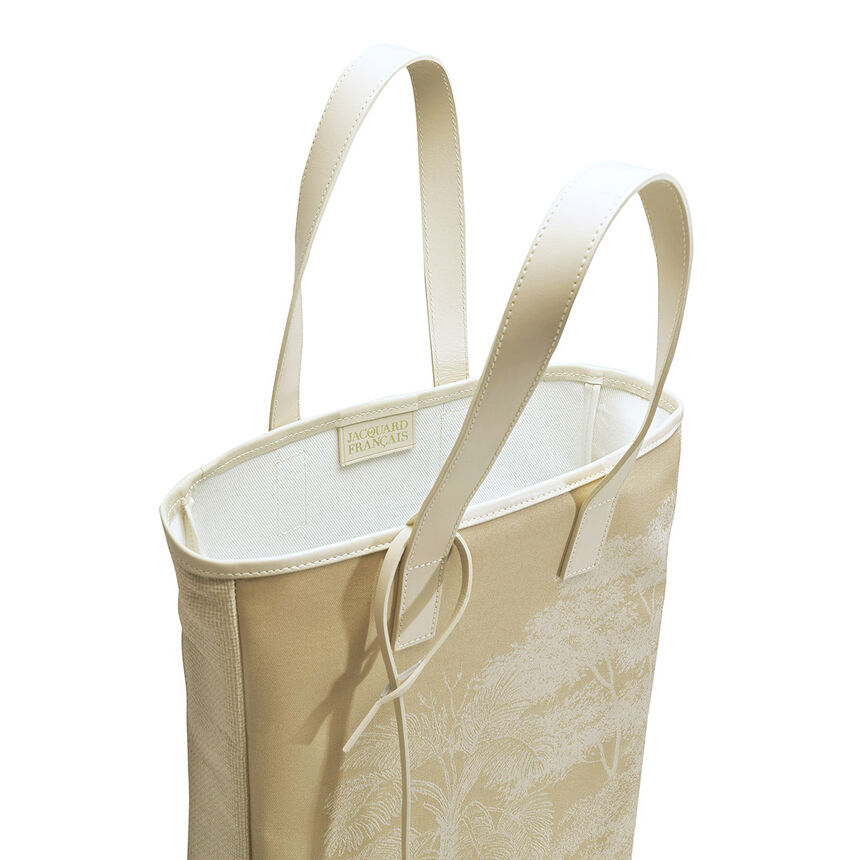 Cabas port&eacute; main Paysage Brun  100% coton Enduction 80% acrylique / 20% polyur&eacute;thane . Garniture : Cuir de Bovin, , hi-res image number 2