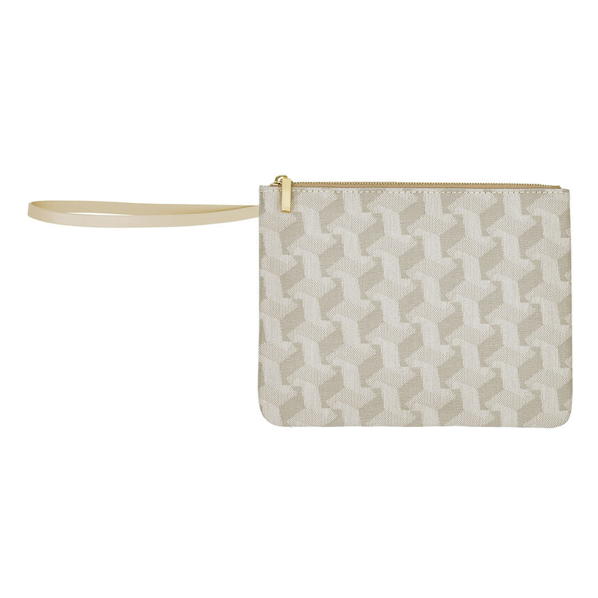 Pochette Picto Beige 20x15 100% coton Enduction 80% acrylique / 20% polyur&eacute;thane . Garniture : Cuir de Bovin, , hi-res image number 1