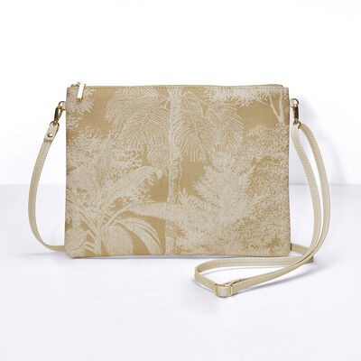 Pochette Paysage Brun 20x15 100% coton Enduction 80% acrylique / 20% polyur&eacute;thane . Garniture : Cuir de Bovin