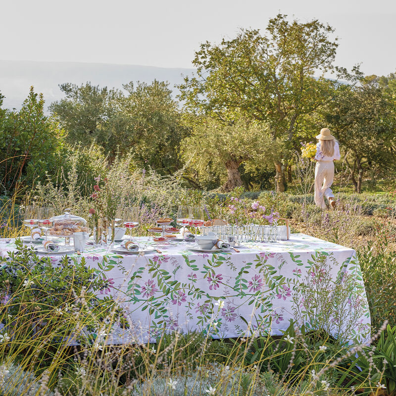 Nappe Pois de senteur Floral 150x150 50% coton - 50% lin, , hi-res