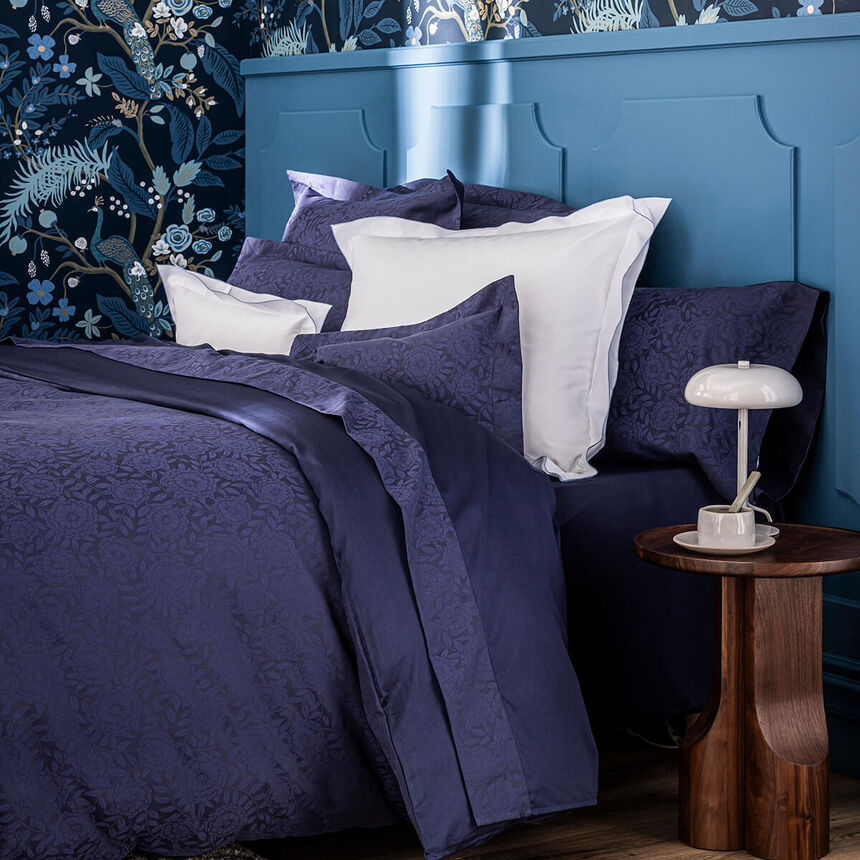 Drap housse Flora Encre 90X200X35 100% coton, , hi-res image number 1