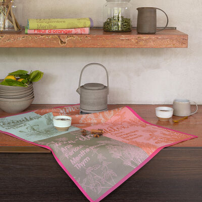Torchon En Coton Le Jacquard Français - Motif Coquillages Soleil, Dimensions 80 X 60 Cm