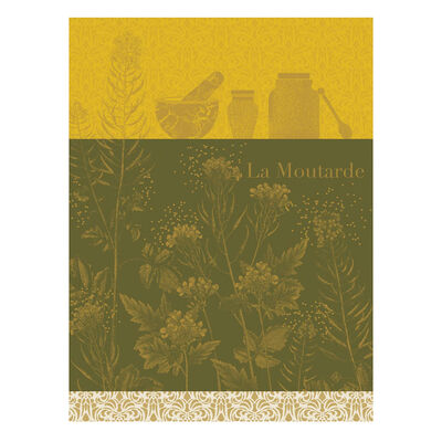Torchon Moutarde en fleurs Coton,  Torchon Moutarde en fleurs Coton