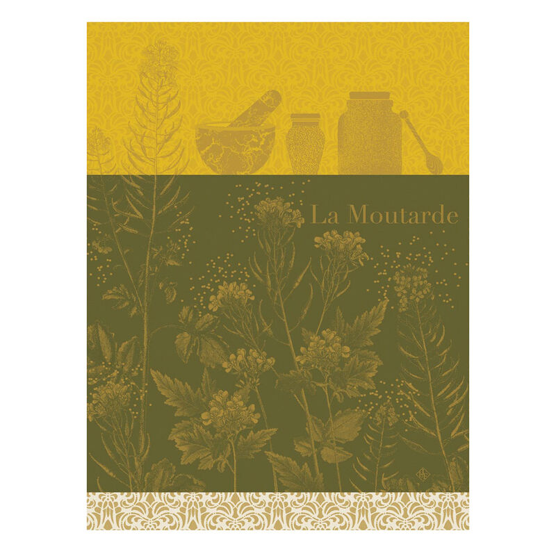 Torchon Moutarde en fleurs Jaune 60x80 100% coton, , hi-res image number 0