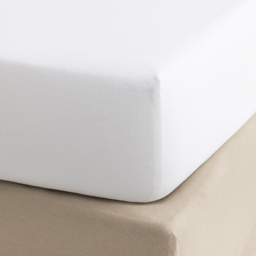 Drap housse Apparat Blanc 100X200X35 100% coton, , hi-res image number 0