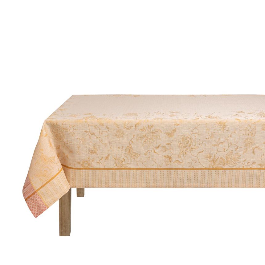 Nappe &Eacute;t&eacute; Indien Abricot 120x120 100% lin, longues fibres, , hi-res image number 1