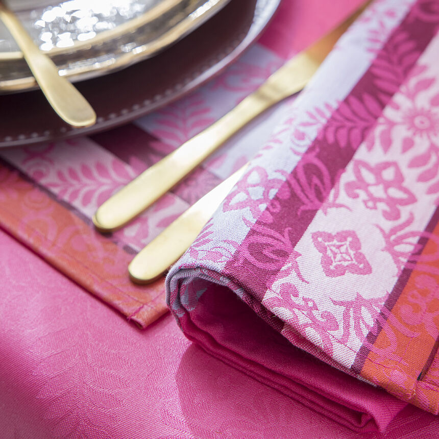 Serviette de table Mumbai Fuchsia 50x50 100% coton, , hi-res image number 1