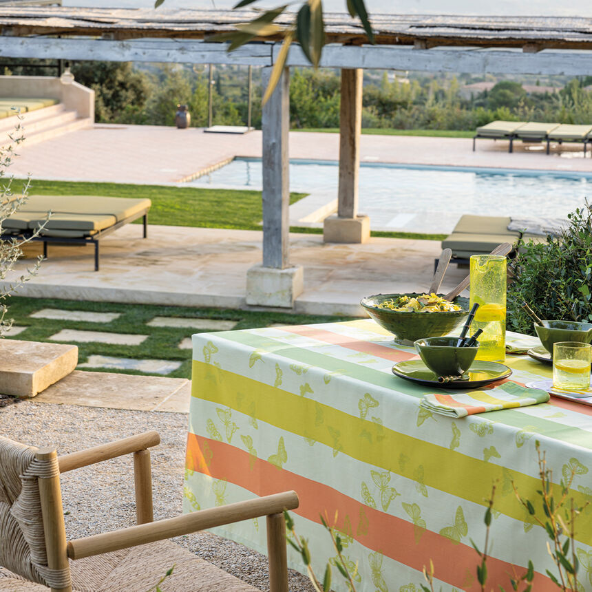 Nappe enduite Bal des papillons Enduit Citrus 175x175 100% coton, , hi-res image number 0