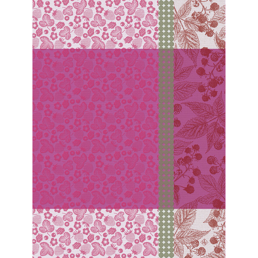 Torchon Cueillette d'&eacute;t&eacute; Framboise 60x80 100% coton, , hi-res image number 0