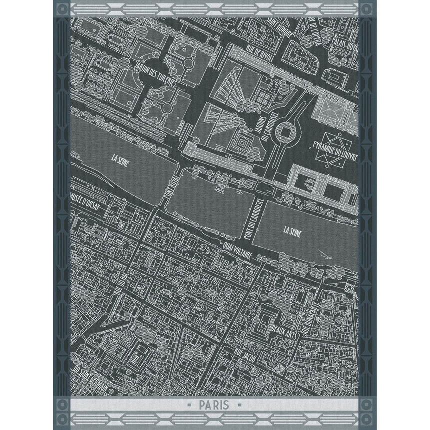 Torchon A vol d'oiseau Paris Zinc 60x80 100% coton, longues fibres, , hi-res image number 0