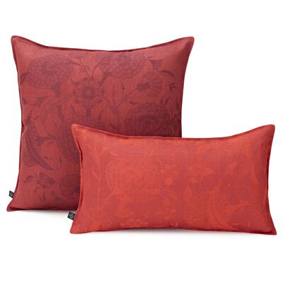Housse de coussin Ottomane Pivoine Burgundy 50x30 100% lin