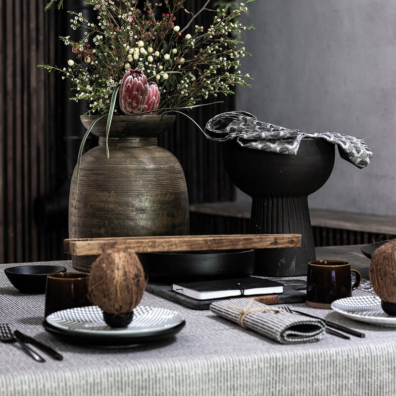 Nappe Empreintes Charbon 150x150 100% coton, , hi-res image number 0