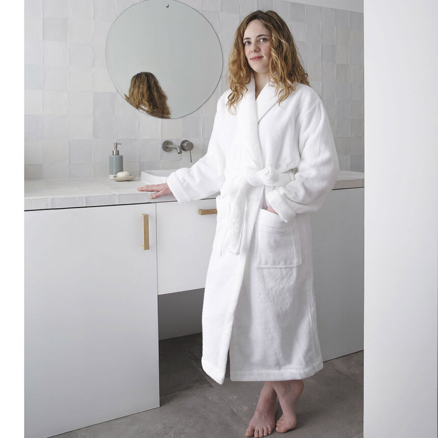 Peignoir Caresse Blanc Large 100% coton, , hi-res image number 0
