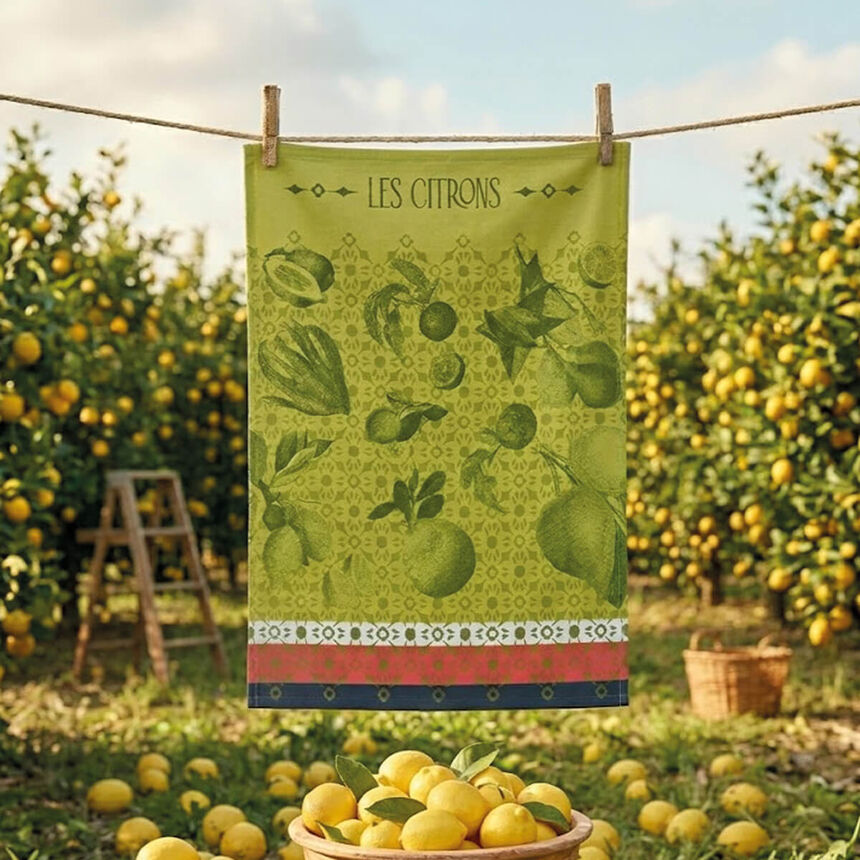 Torchon La beaut&eacute; du zeste Yuzu 60x80 100% coton, longues fibres, , hi-res image number 0
