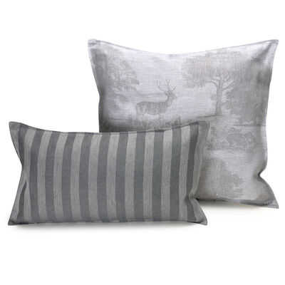 Housse de coussin Souveraine  Argent 50x30 100% lin